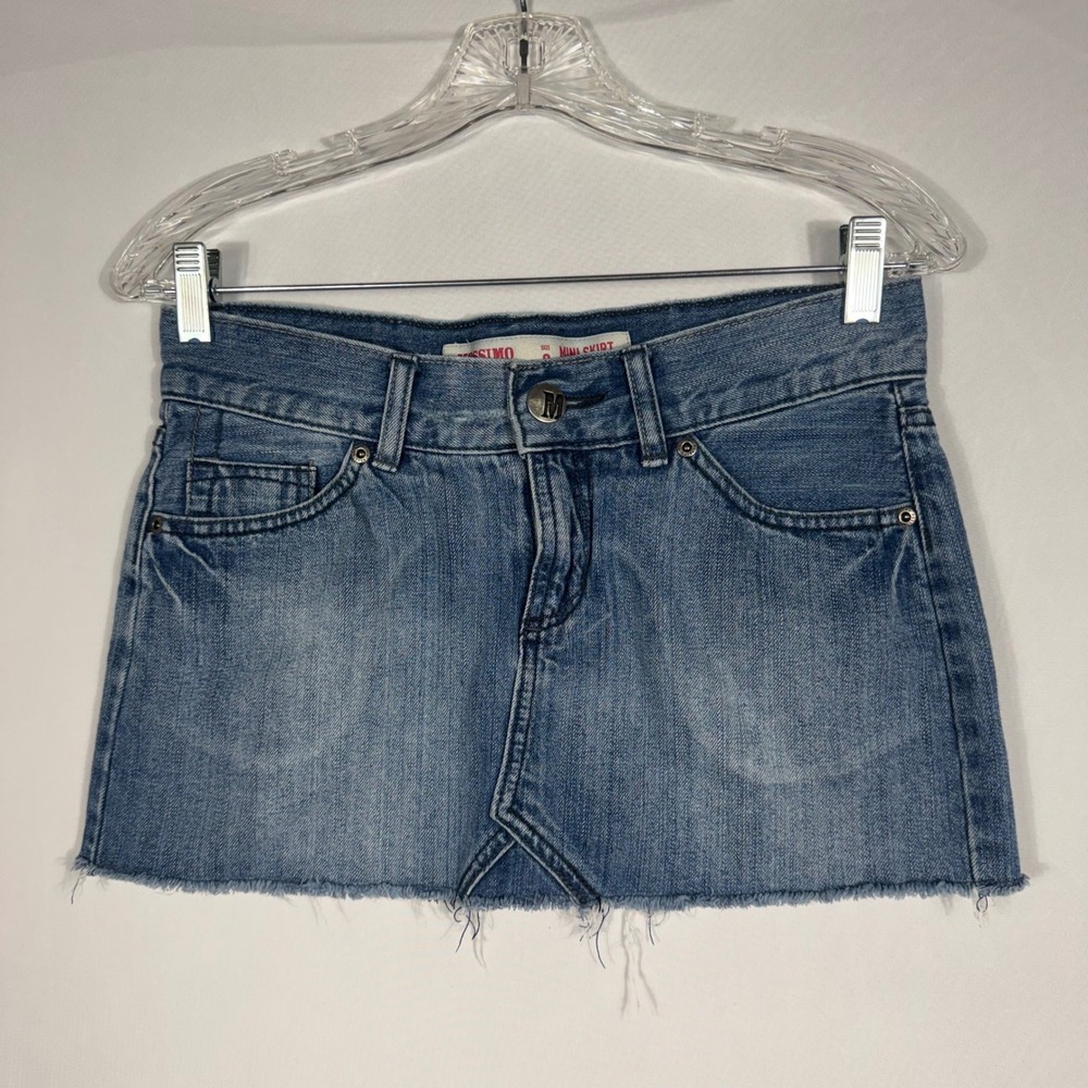 Vtg Y2K Mossimo Lowest Rise Micro Mini Skirt Sz 3 Denim Cut Off Indie Sleeze EUC